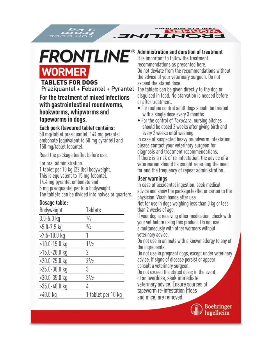 Frontline Wormer Tablets for Dogs - 2 pack